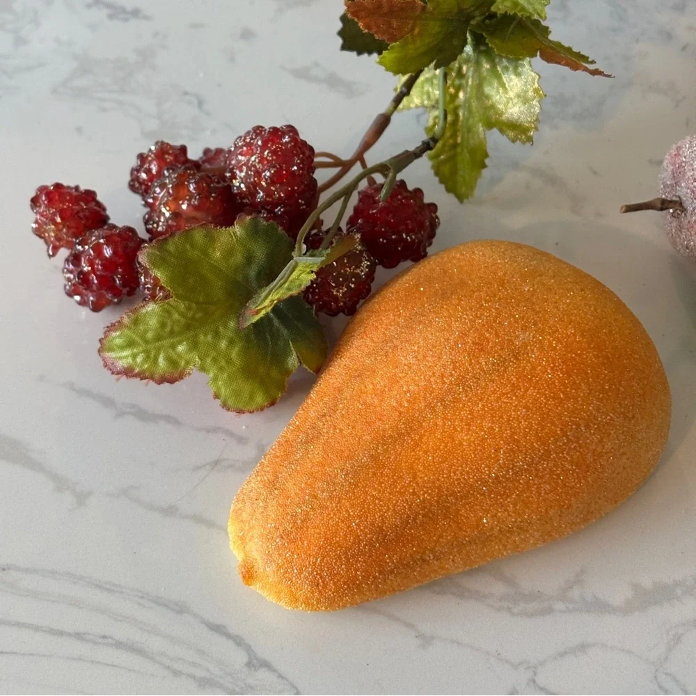 Set of seven artificial beaded/ sugared fruit